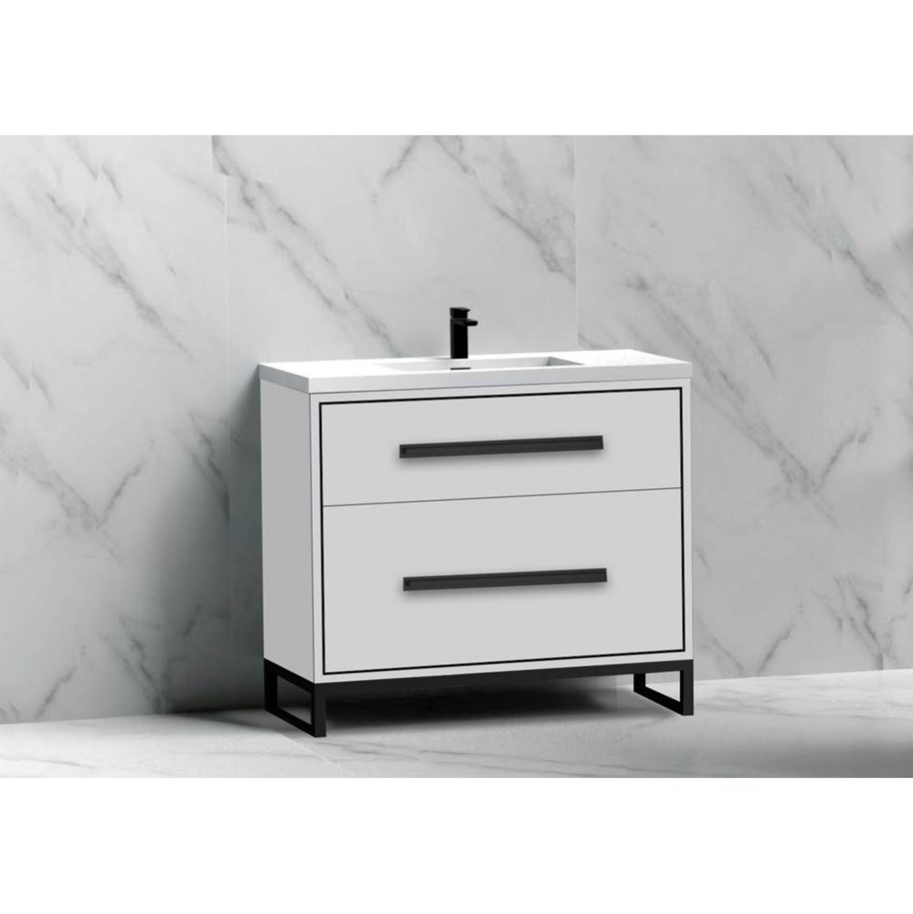 Pinnacle  36'' Free Standing Vanity Cabinet in White/HW:  Polished Chrome(PC)