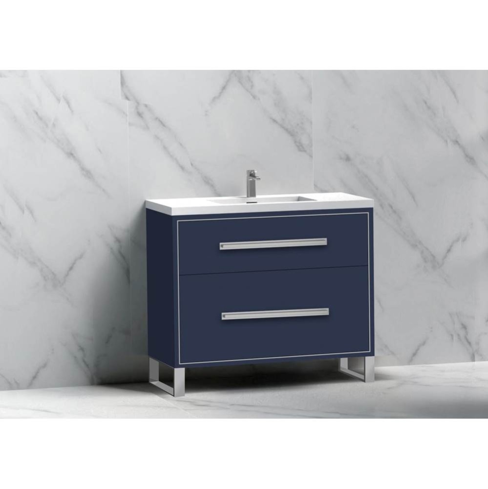 Pinnacle  36'' Free Standing Vanity Cabinet in Sapphire/HW:  Polished Chrome(PC)