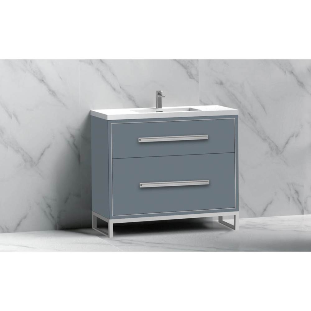 Pinnacle  36'' Free Standing Vanity Cabinet in Studio Grey/HW:  Polished Chrome(PC)