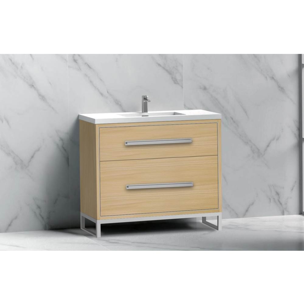 Pinnacle  36'' Free Standing Vanity Cabinet in Natural Oak/HW:  Polished Chrome(PC)