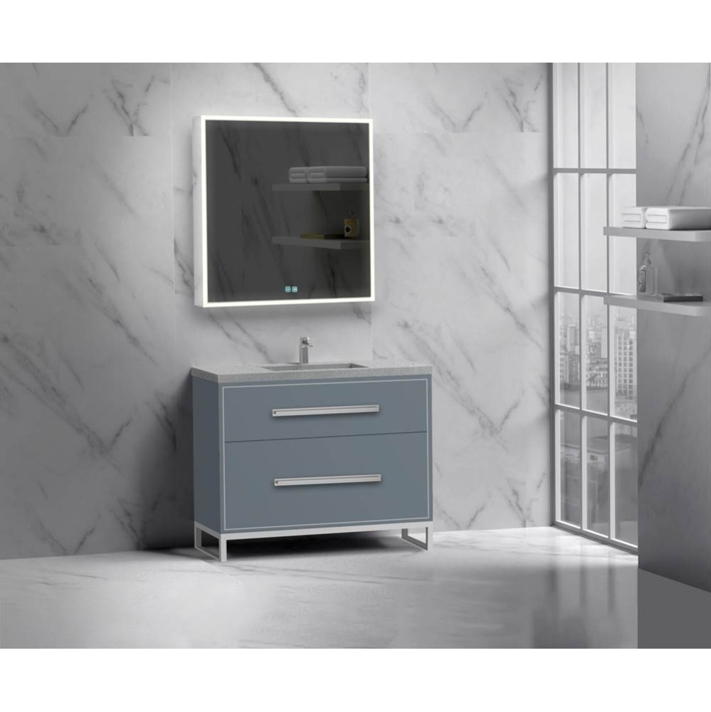 Pinnacle  42'' Free Standing Vanity Cabinet in Studio Grey/HW:  Polished Chrome(PC)