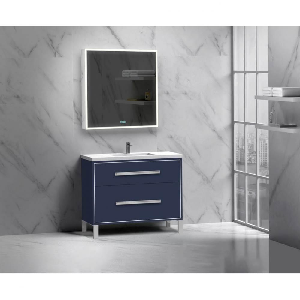 Madeli Pinnacle 42'' Free standing Vanity Cabinet in Sapphire/HW: Satin Brass(SB)