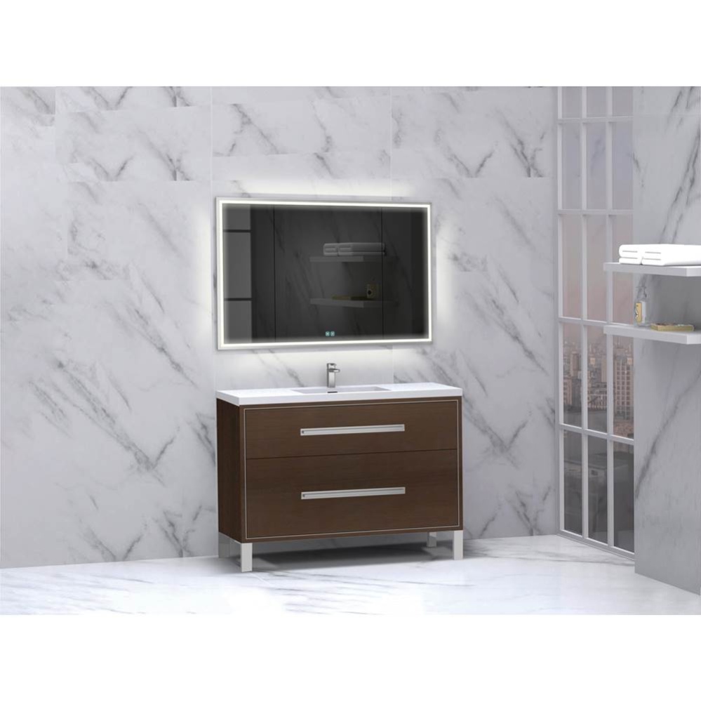 Pinnacle  48C'' Free Standing Vanity Cabinet in Walnut/HW:  Polished Chrome(PC)