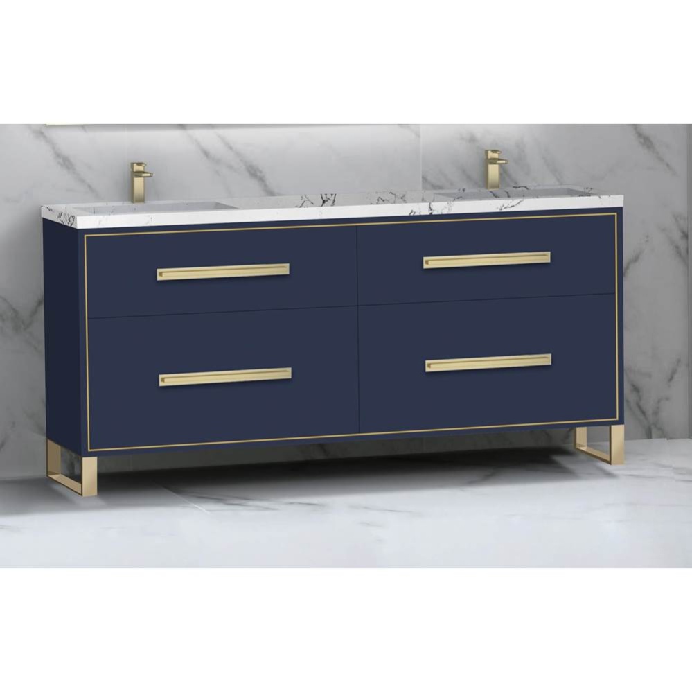 Pinnacle  72D'' Free Standing Vanity Cabinet in Sapphire/HW:  Polished Chrome(PC)