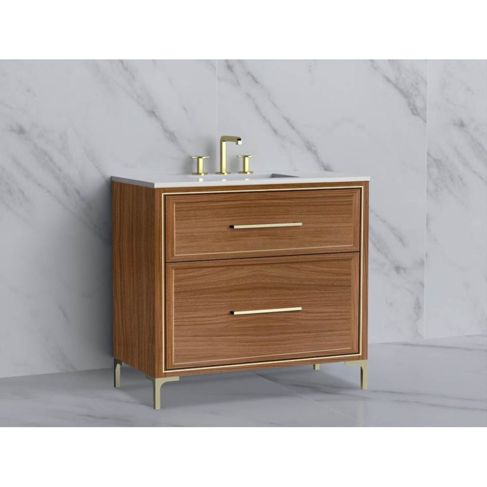 Profile 36'' Free standing Vanity Cabinet in Natural Walnut/HW: Polished Chrome(PC)