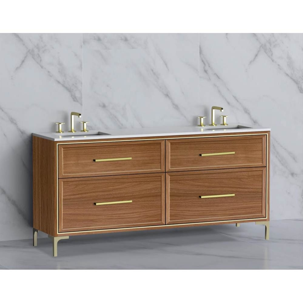 Profile 72'' Free standing Vanity Cabinet in Natural Walnut/HW: Polished Chrome(PC)