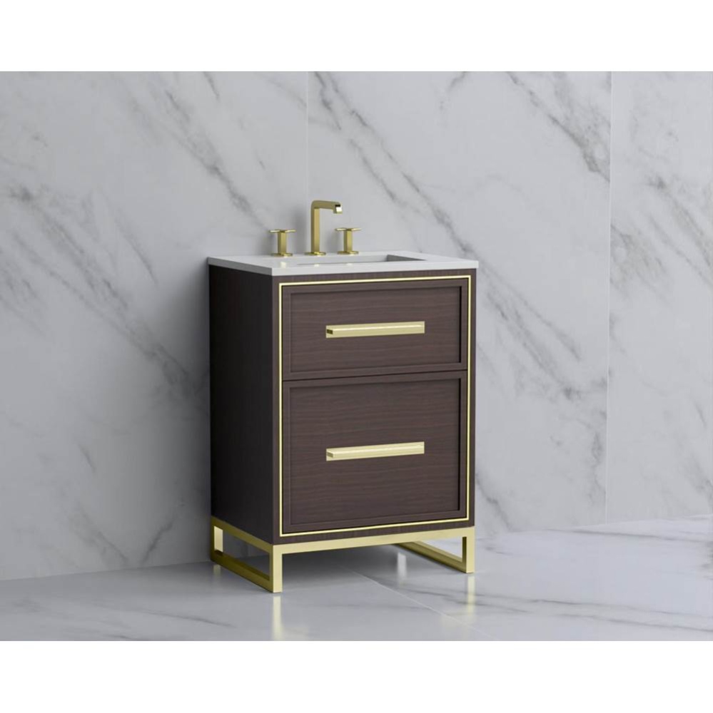 Profile 24'' Free standing Vanity Cabinet in Walnut/HW: Polished Chrome(PC)