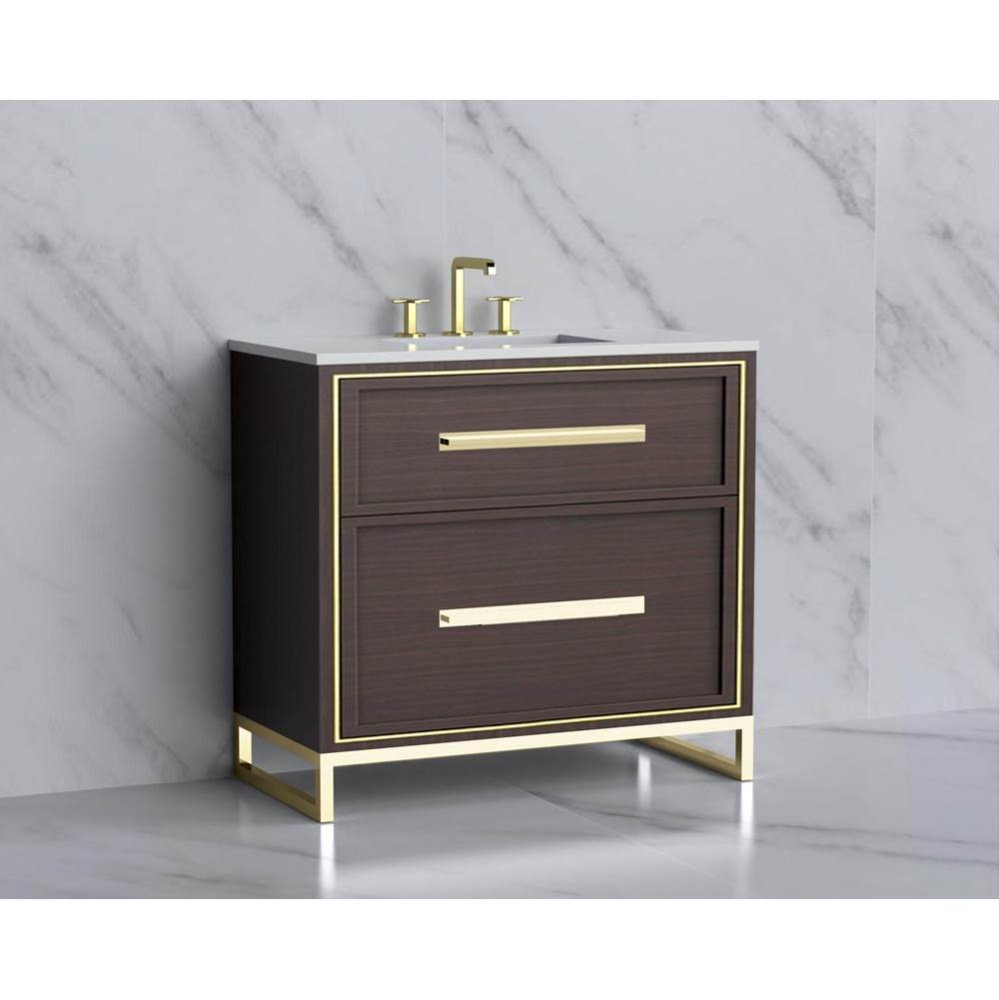 Profile 36'' Free standing Vanity Cabinet in Walnut/HW: Polished Chrome(PC)