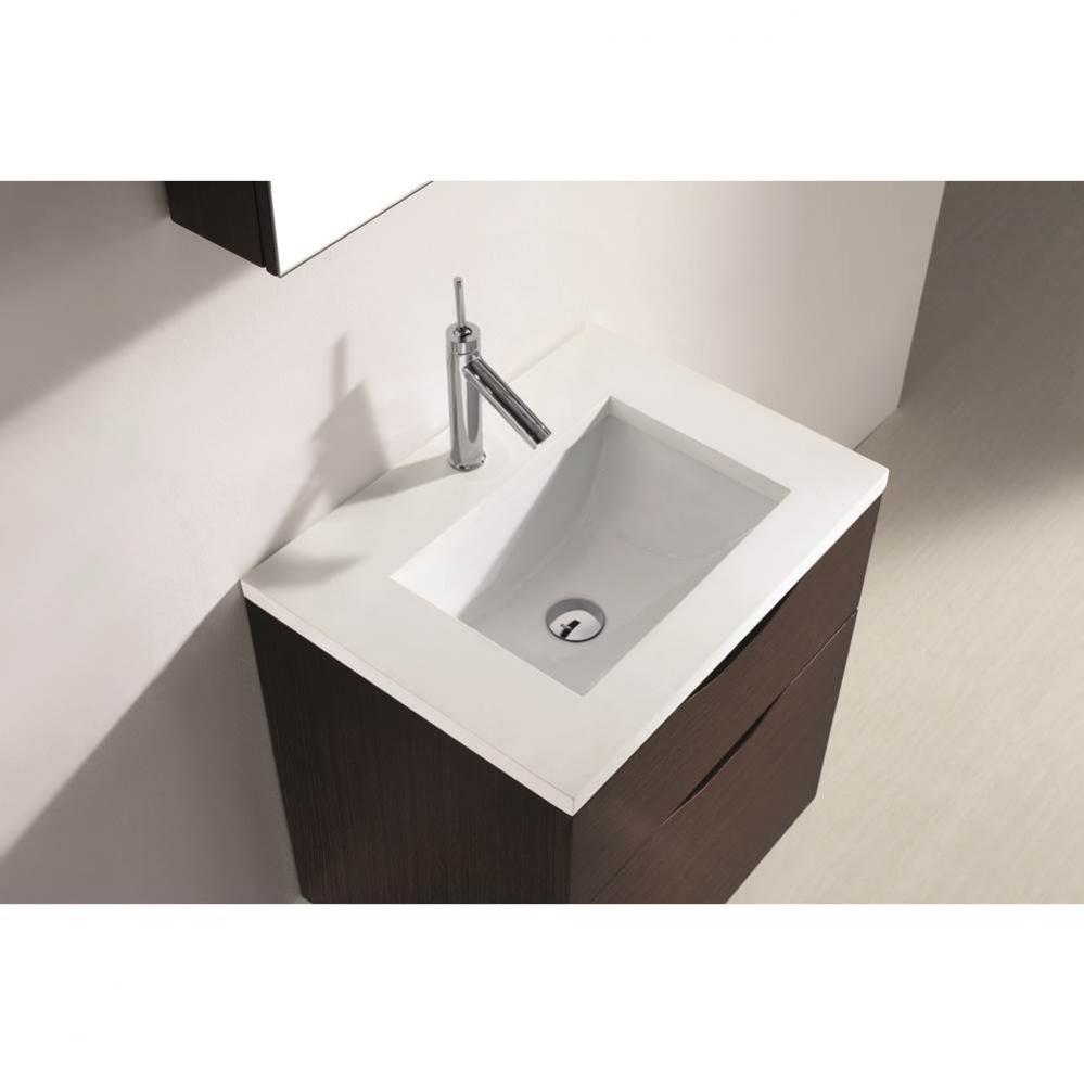 Madeli 24'' Quartzstone Countertop w/ Single faucet hole- Soft Grey