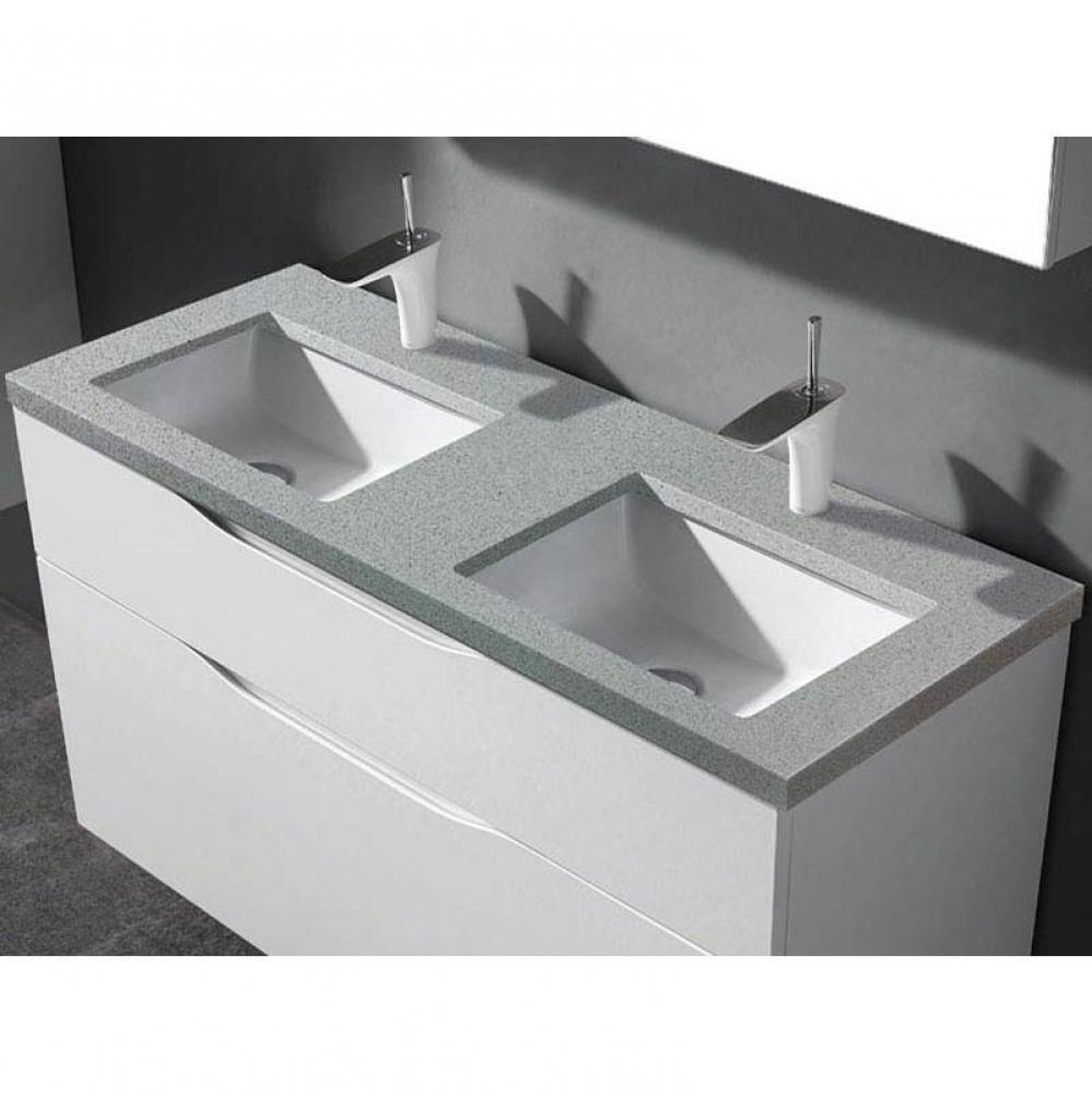 Madeli Quartzstone Countertop,  48'' x 18'' x 3/4'', Double Basin,