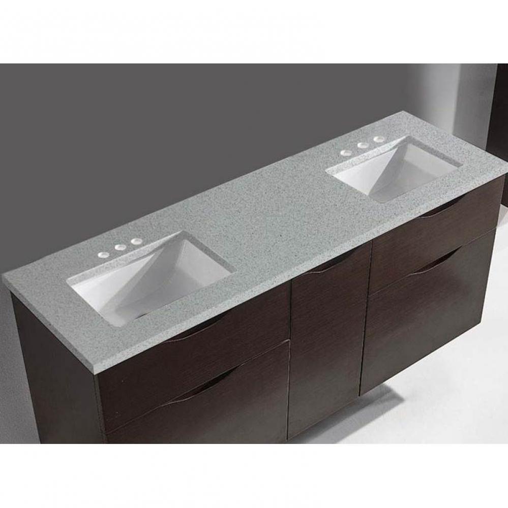 Madeli Quartzstone Countertop,  60'' x 18'' x 3/4'', Double Basin,