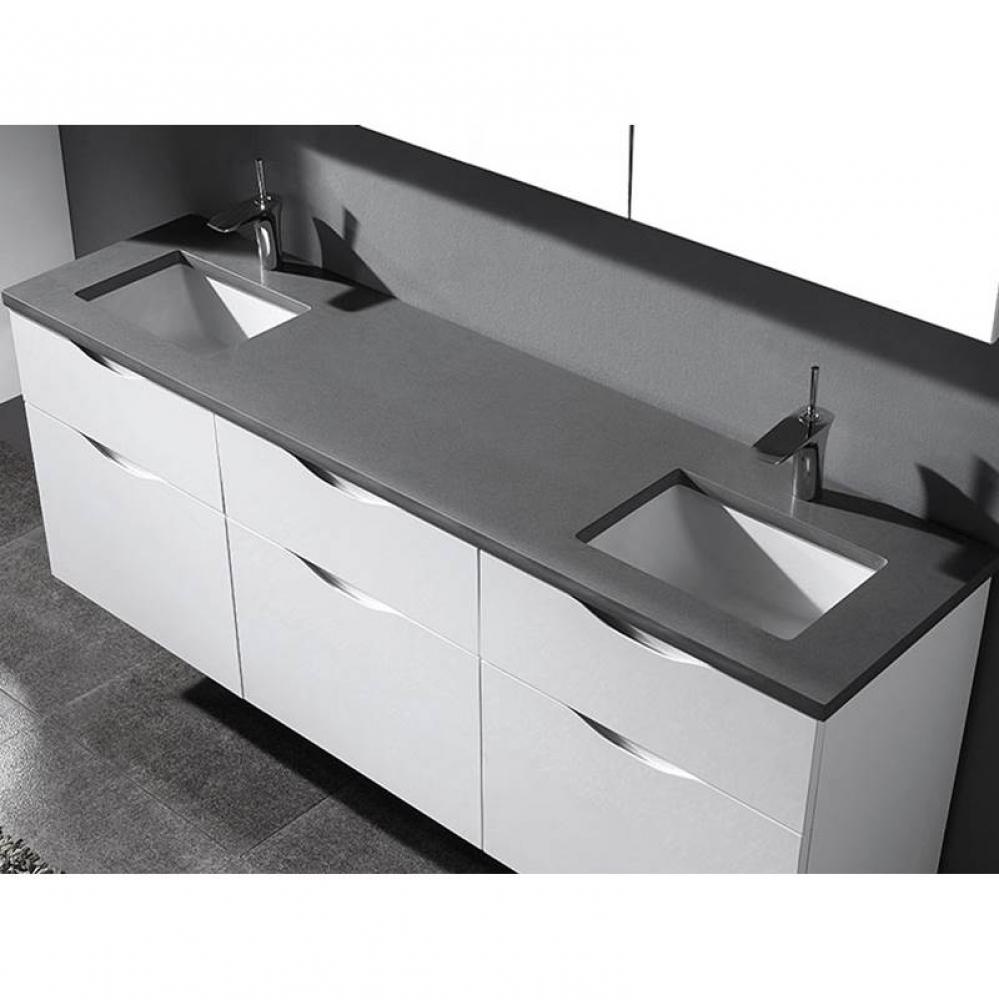 Madeli 72'' Quartzstone Countertop w/ Single faucet hole- Soft Grey