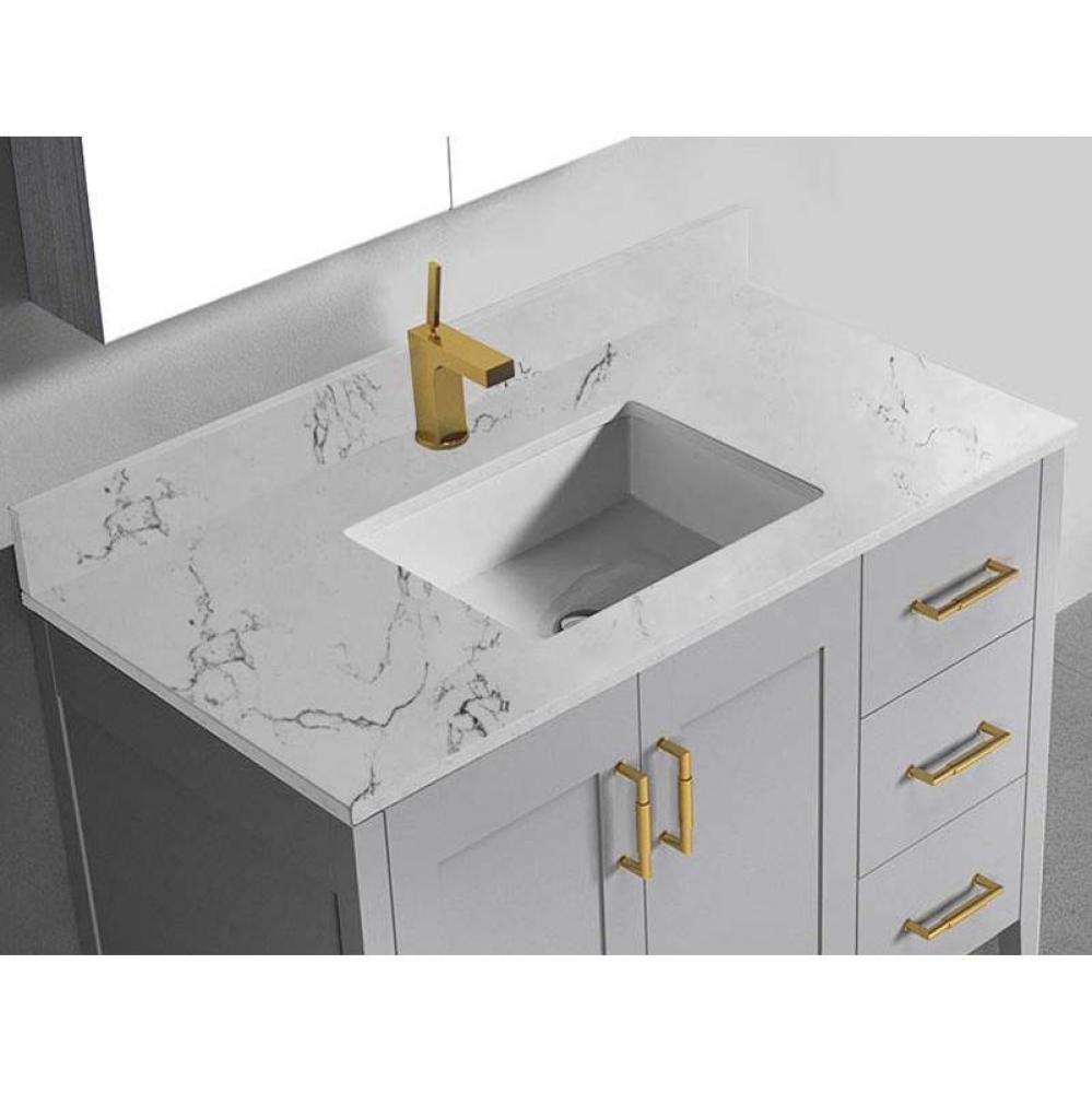 Madeli Quartzstone Countertop,  42'' x 18'' x 3/4'', Single Faucet H