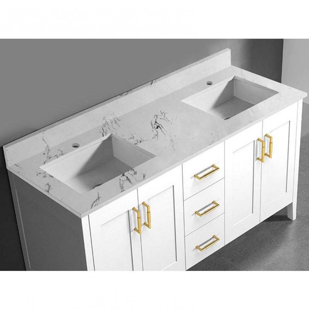Madeli Quartzstone Countertop,  60'' x 18'' x 3/4'', Double Basin,