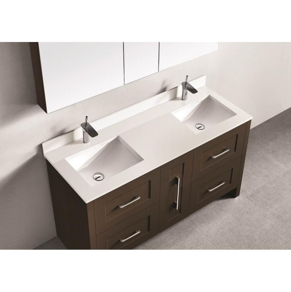 Quartzstone Countertop,  60'' x 18'' x 3/4'', Double Basin,  Single