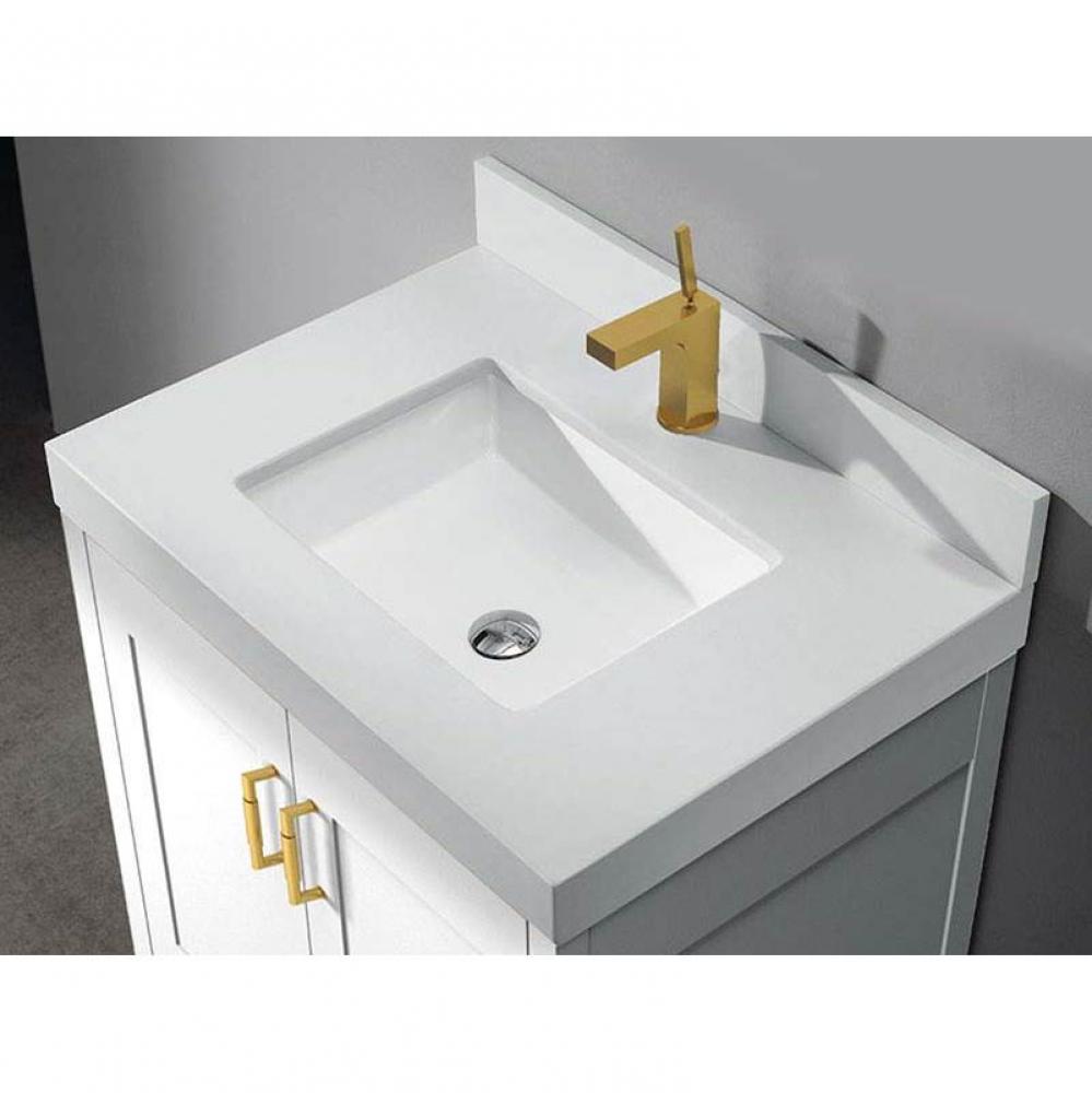 Madeli Quartzstone Countertop,  24'' x 22'' x 3'', Single Faucet Hol