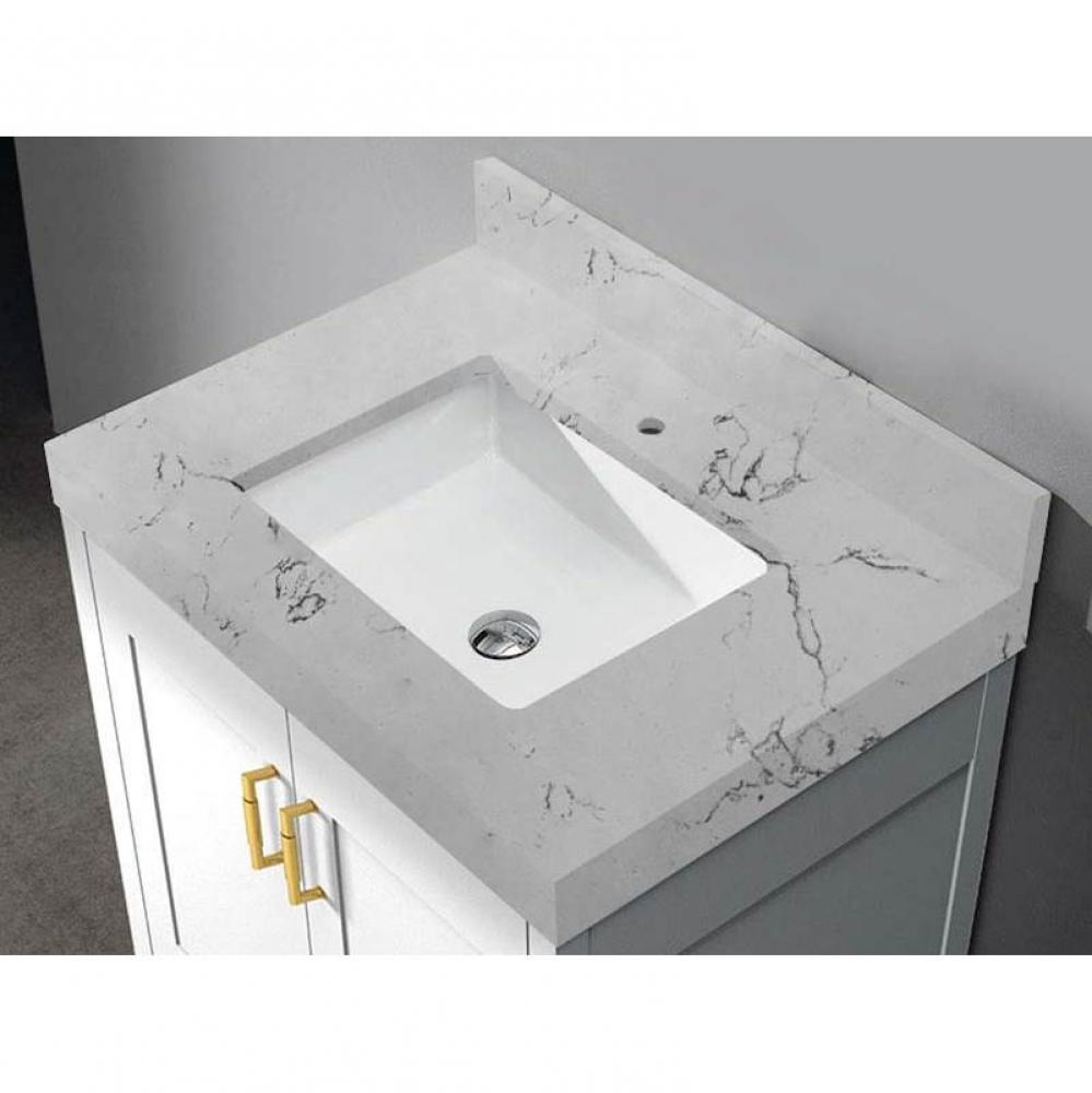 Madeli Quartzstone Countertop,  36'' x 22'' x 3'', Single Faucet Hol