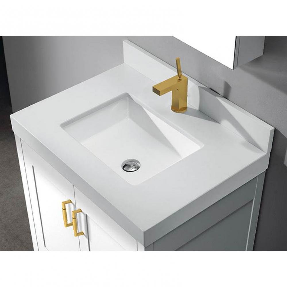 Madeli 36'' Quartzstone Countertop w/ Single faucet hole- White Carrara