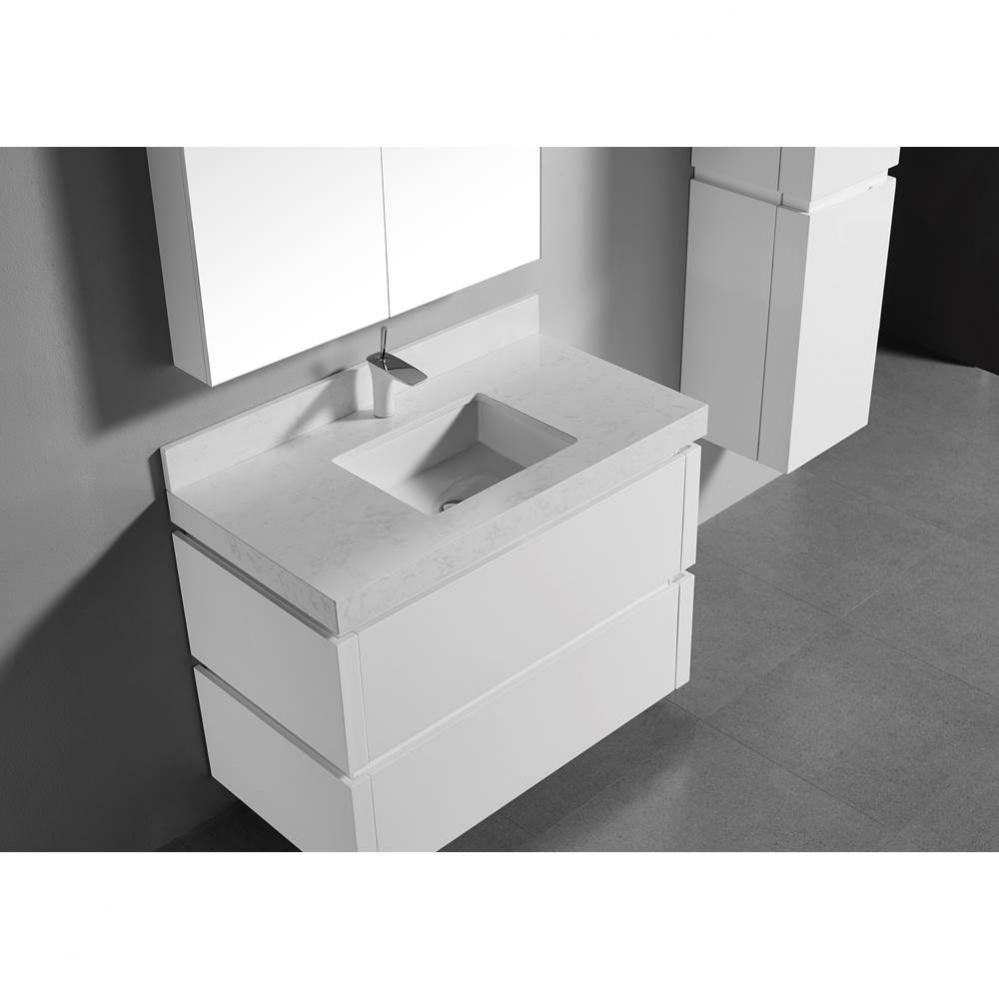 Madeli 42'' Quartzstone Countertop w/ Single faucet hole- White Carrara