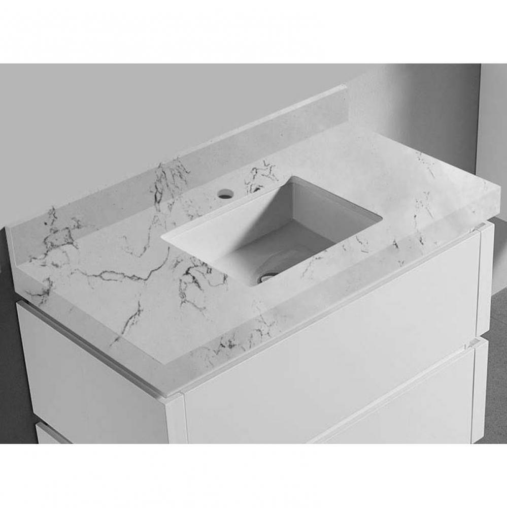 Quartzstone Countertop,  42'' x 22'' x 3'', Single Faucet Hole in Wh