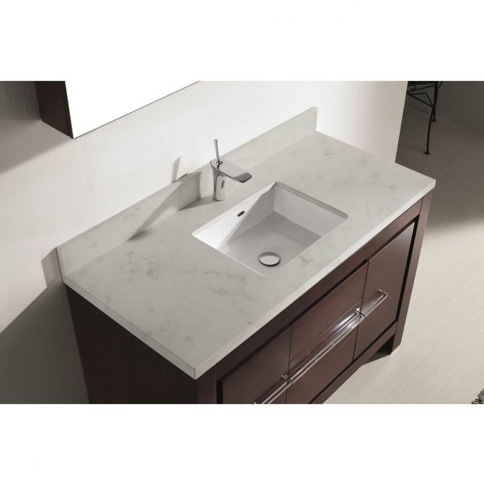 Madeli 48'' Quartzstone Countertop w/ Single faucet hole- White Carrara