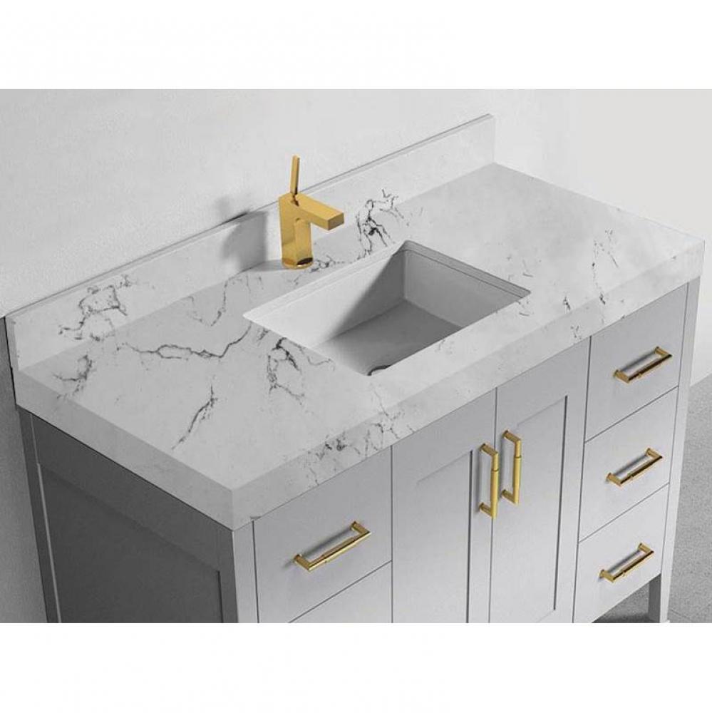 Madeli Quartzstone Countertop,  48'' x 22'' x 3'', Single Basin,  Si