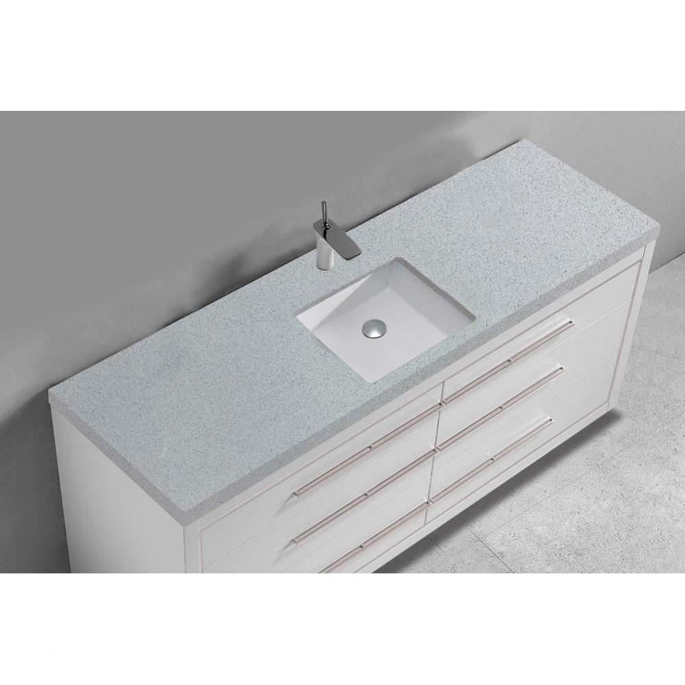 Madeli Quartzstone Countertop,  60'' x 22'' x 3'', Single Basin,  Si