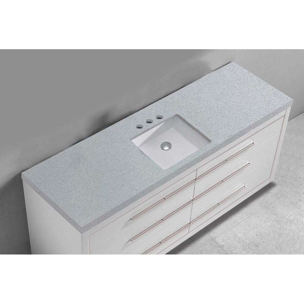 Madeli Quartzstone Countertop,  60'' x 22'' x 3'', Single Basin,  8&