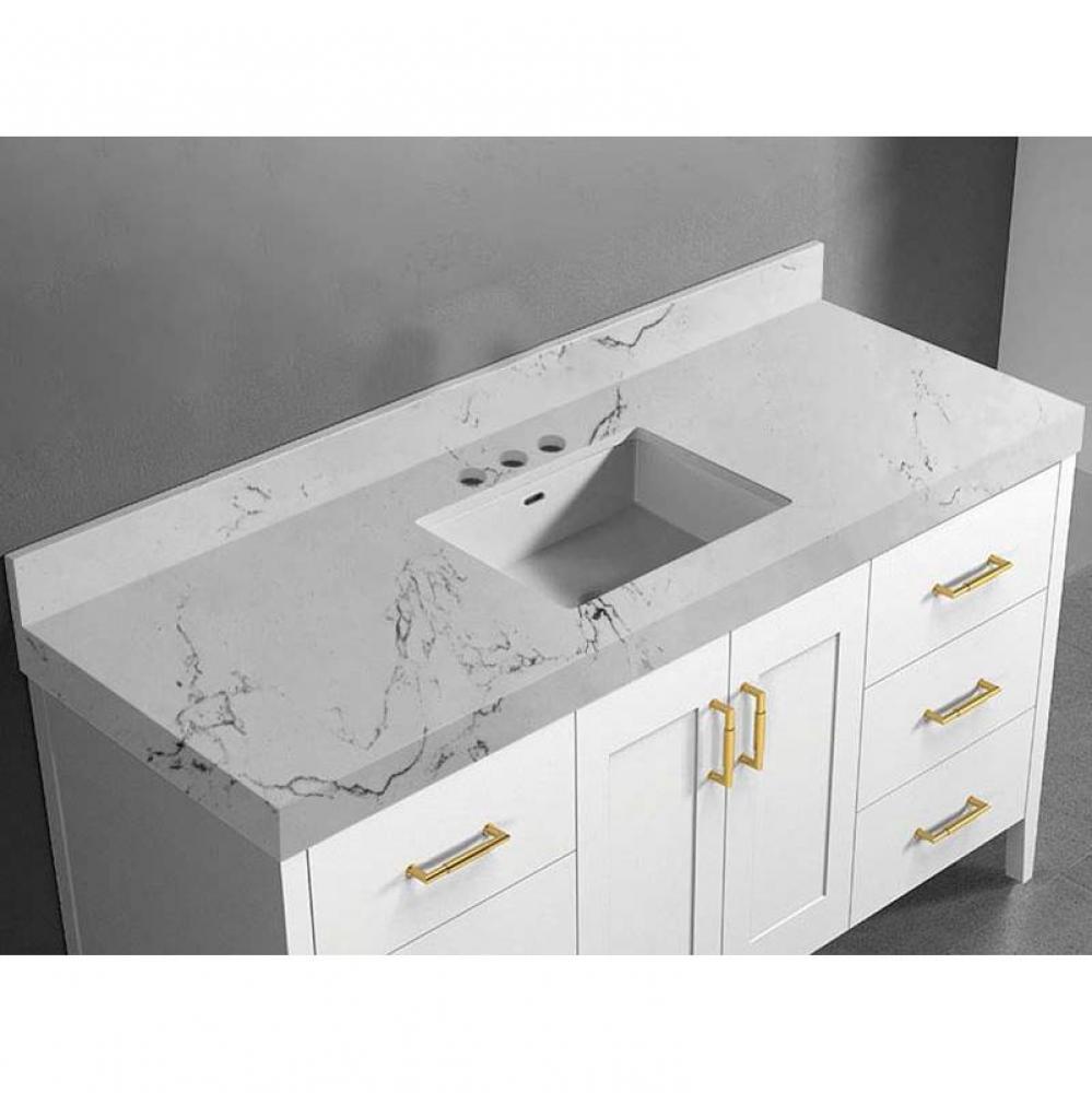Madeli Quartzstone Countertop,  60'' x 22'' x 3'', Single Basin,  8&
