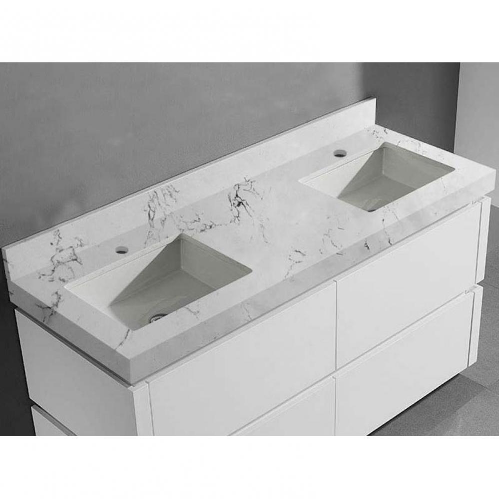 Madeli Quartzstone Countertop,  60'' x 22'' x 3'', Double Basin,  Si