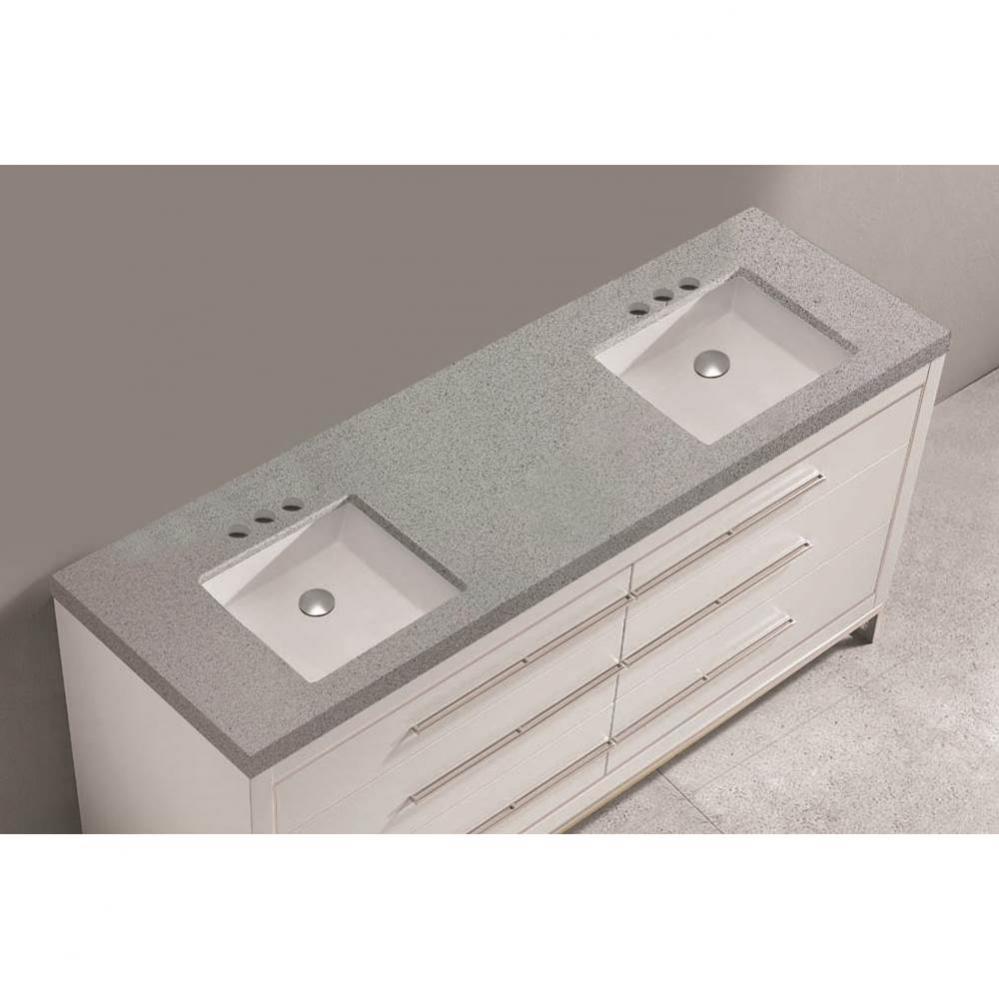 Madeli Quartzstone Countertop,  60'' x 22'' x 3'', Double Basin,  8&