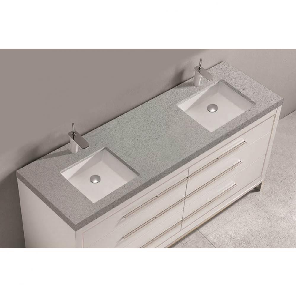 Madeli Quartzstone Countertop,  72'' x 22'' x 3'',  Single Faucet Ho