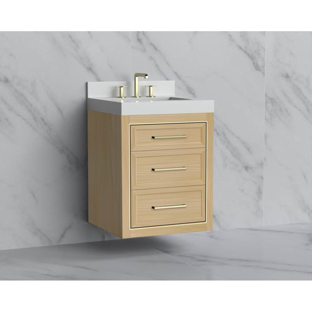Renaissance 24'' Wall hung Vanity Cabinet in Natural Oak/HW: Handles Polished Chrome(PC)