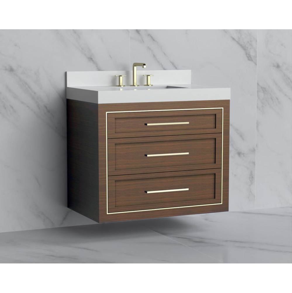Renaissance 36'' Wall hung Vanity Cabinet in Brandy/HW: Handles Polished Chrome(PC)