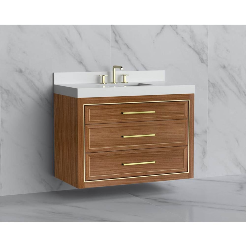 Renaissance 42'' Wall hung Vanity Cabinet in Natural Walnut/HW: Handles Polished Chrome(