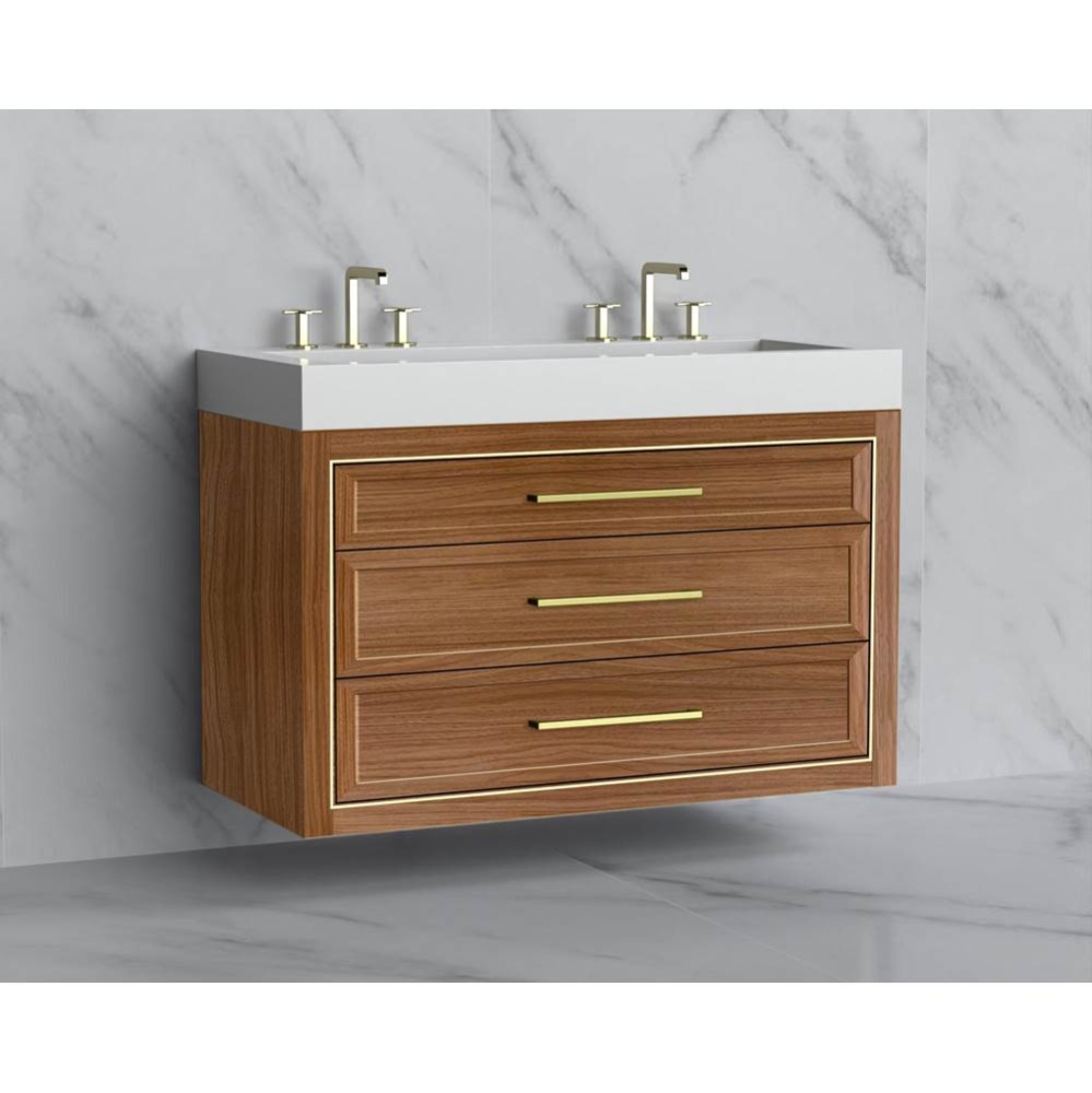 Renaissance 48D'' Wall hung Vanity Cabinet in Natural Walnut/HW: Handles Polished Chrome