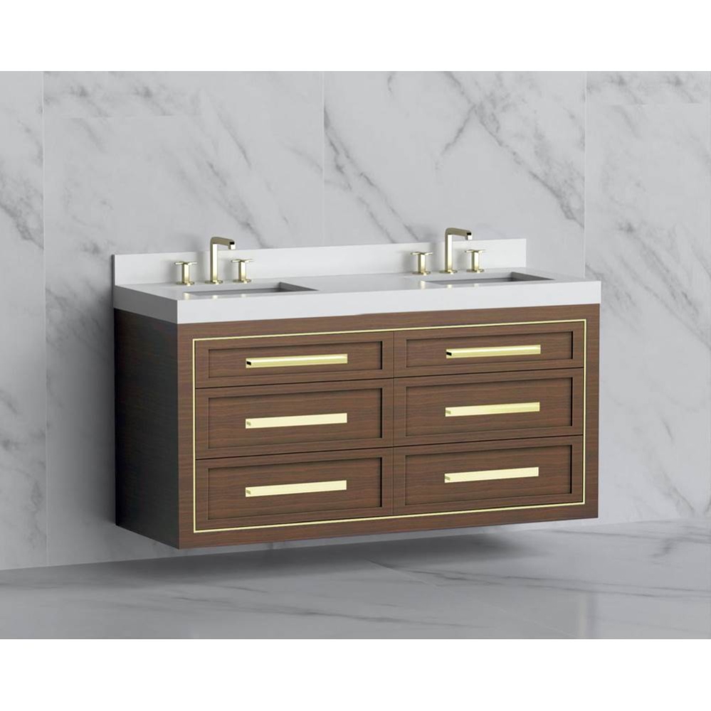 Renaissance 60D'' Wall hung Vanity Cabinet in Coastal Grey/HW: Handles Polished Chrome(P