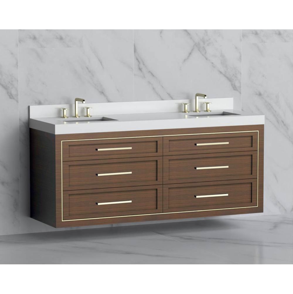 Renaissance 72'' Wall hung Vanity Cabinet in Coastal Grey/HW: Handles Polished Chrome(PC