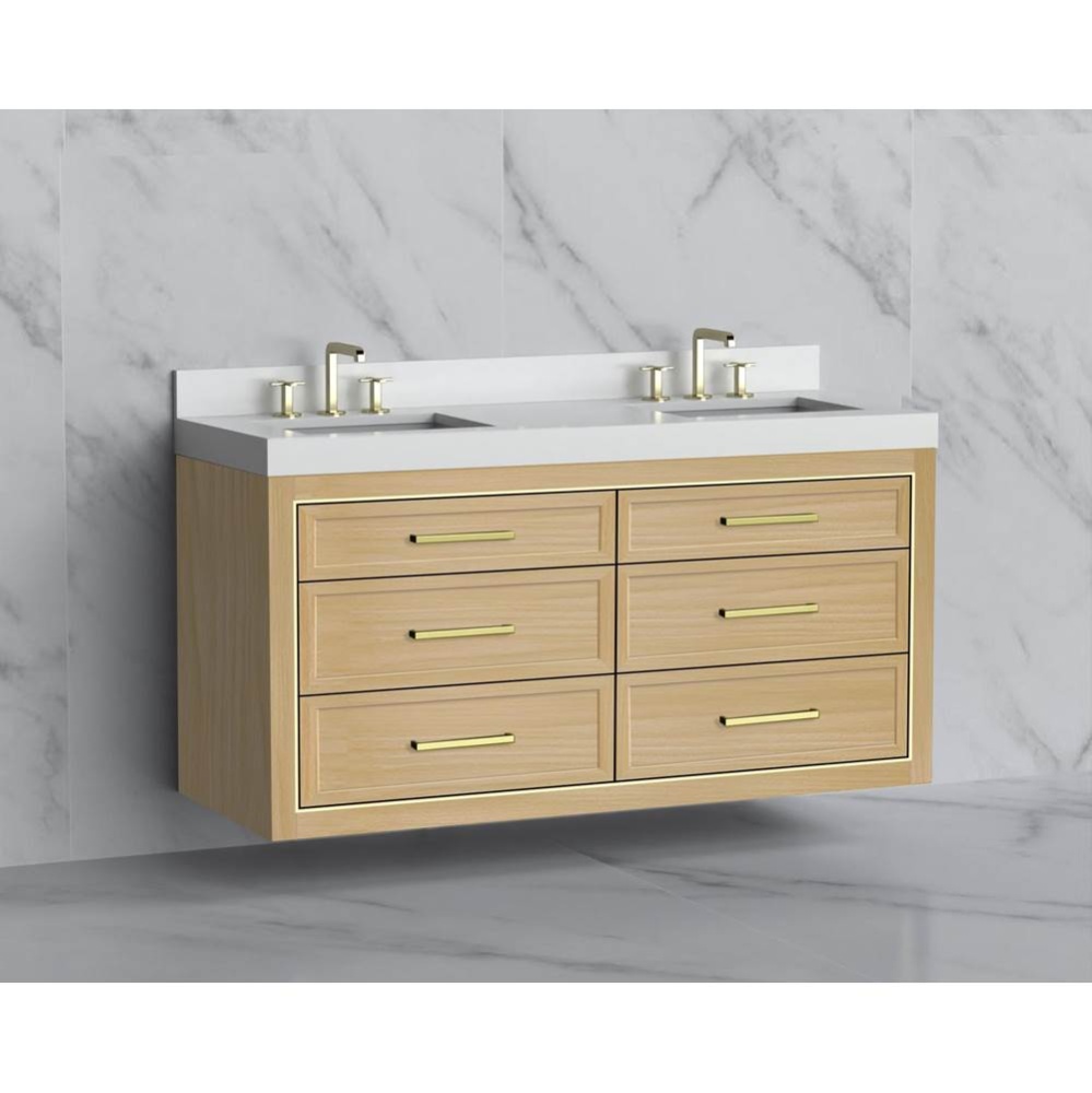 Renaissance 60D'' Wall hung Vanity Cabinet in Natural Oak/HW: Handles Polished Chrome(PC