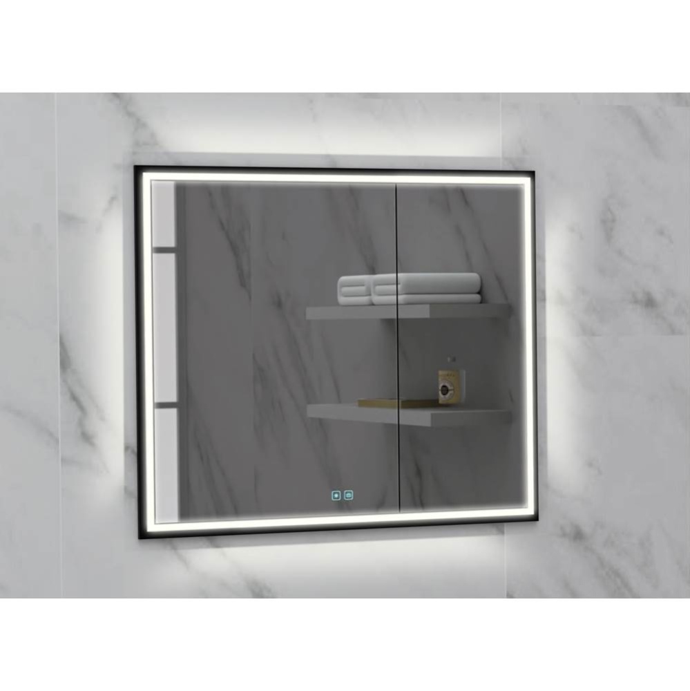 Illusion Lighted Mirrored Cabinet, Recessed Mount, 36'' x 36'' x 4-3/4'&a
