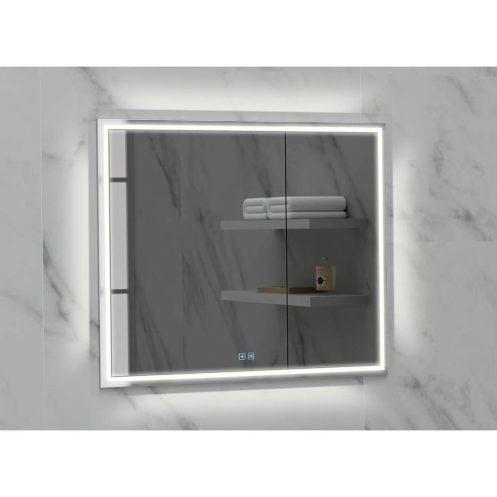 Illusion Lighted Mirrored Cabinet, Recessed Mount, 36'' x 36'' x 4-3/4'&a