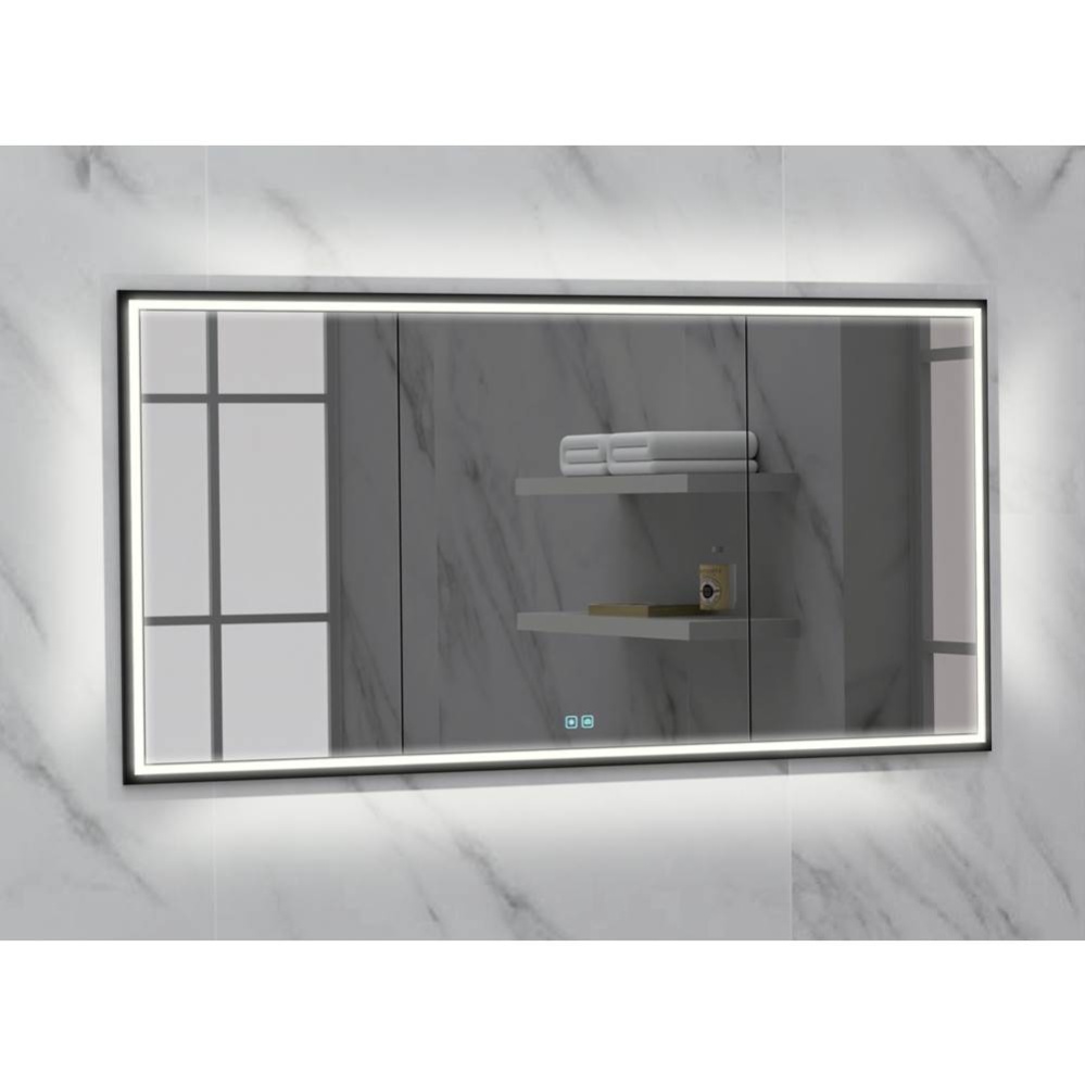 Illusion Lighted Mirrored Cabinet, Recessed Mount, 60'' x 36'' x 4-3/4'&a