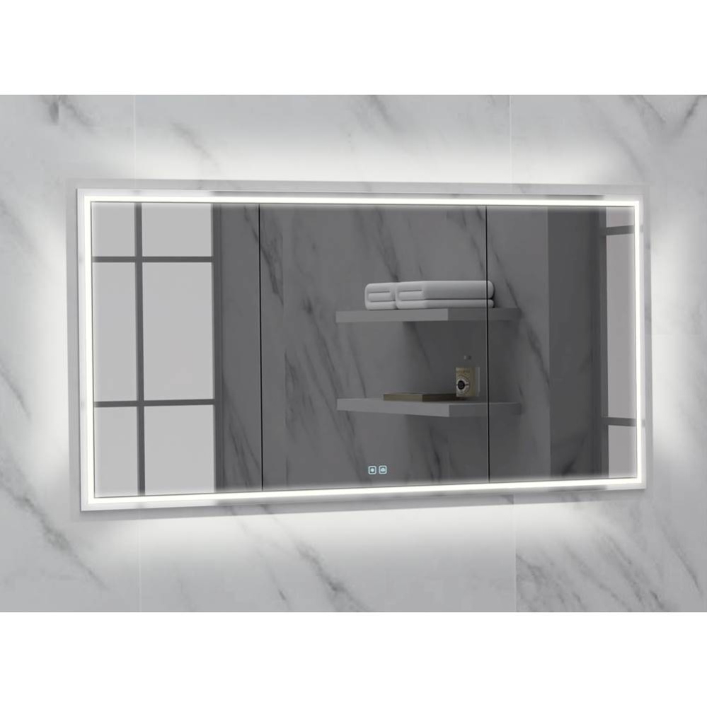 Illusion Lighted Mirrored Cabinet, Recessed Mount, 60'' x 36'' x 4-3/4'&a