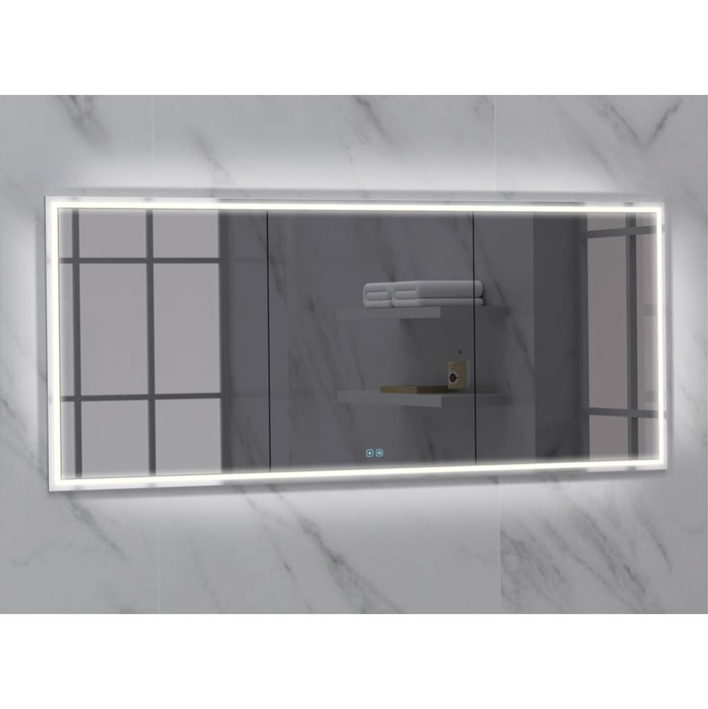 Illusion Lighted Mirrored Cabinet, Recessed Mount, 72'' x 36'' x 4-3/4'&a