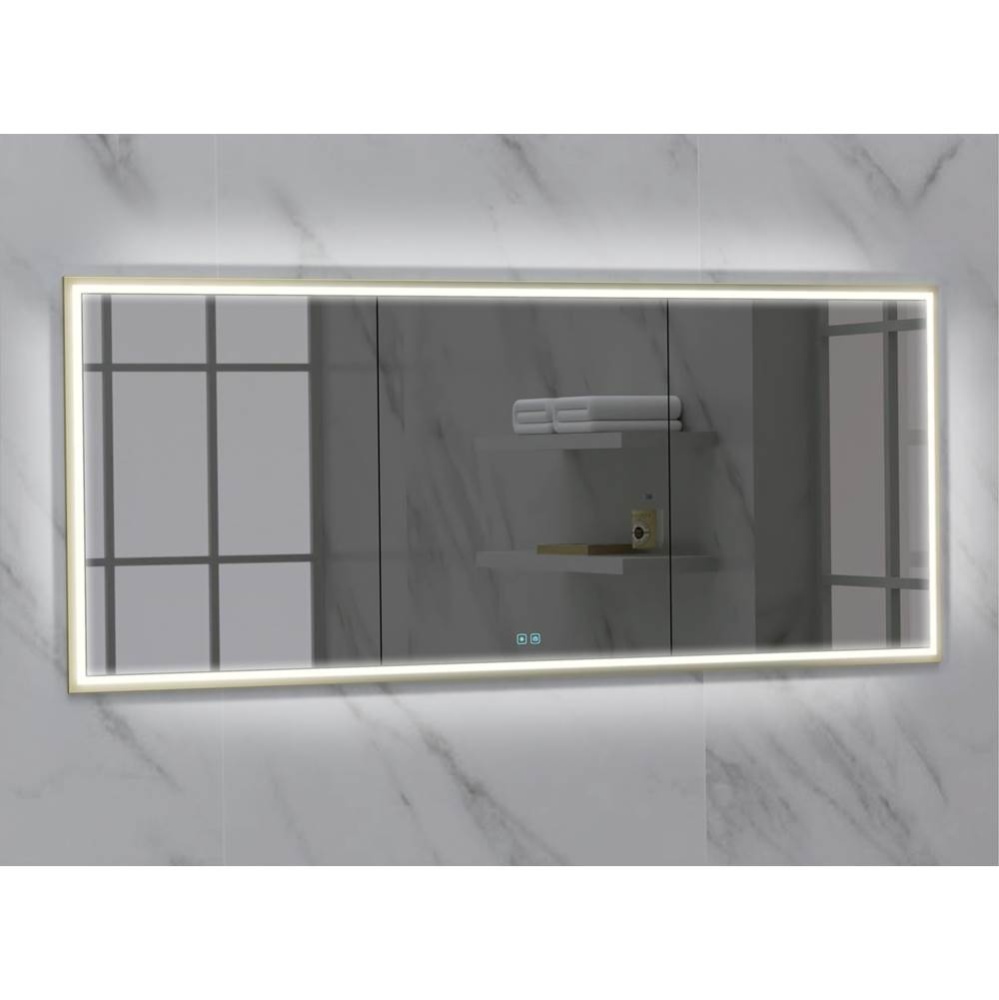 Illusion Lighted Mirrored Cabinet, Recessed Mount, 72'' x 36'' x 4-3/4'&a