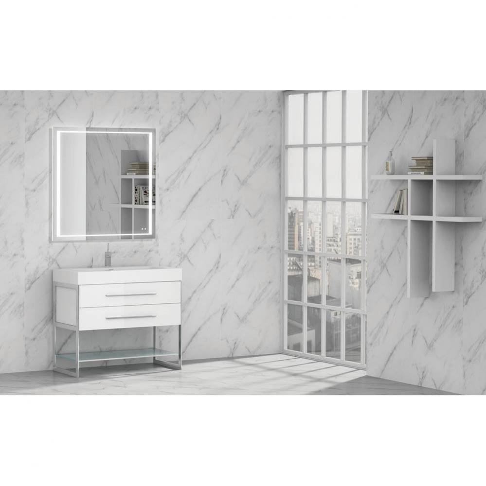 Madeli Silhouette 36'' Free Standing Vanity Glossy White/HW: Polished Chrome(PC)