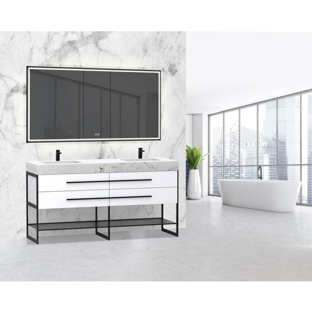 Silhouette 72'' Free standing Vanity White/HW: Polished Chrome(PC)