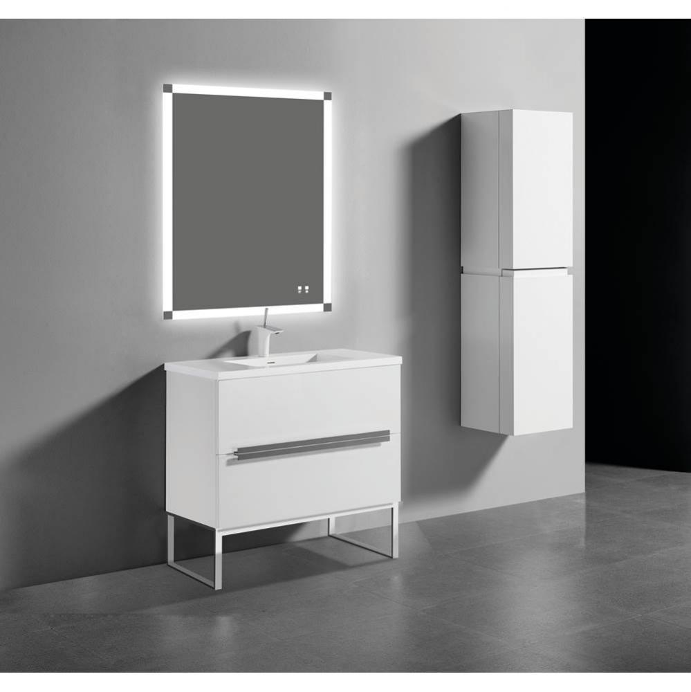 Madeli Soho 42'' Free standing Vanity Cabinet in Glossy White/HW: Polished Chrome(PC)