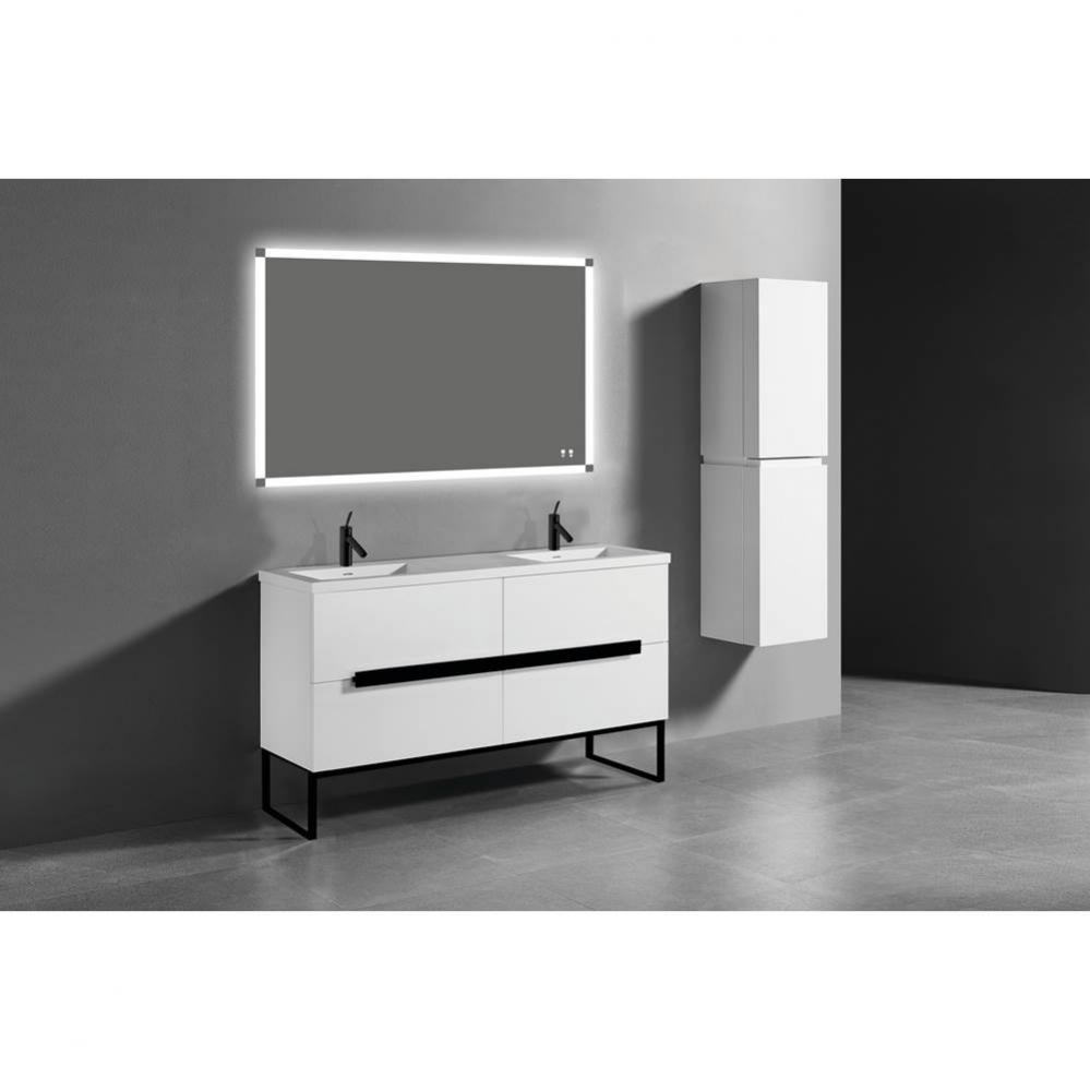 Madeli Soho 60'' Free standing Vanity Cabinet in Glossy White/HW: Polished Chrome(PC)
