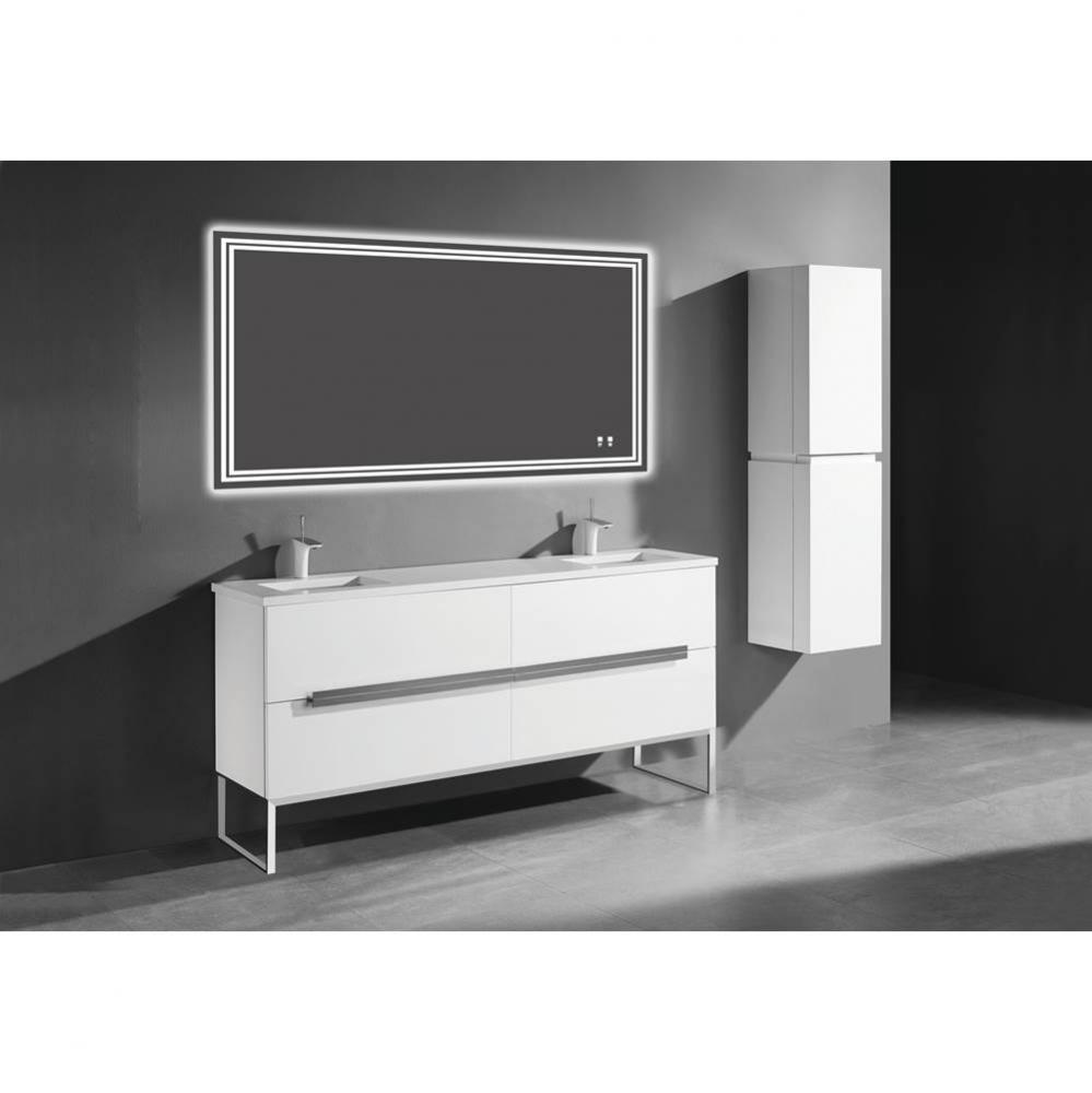 Madeli Soho 72'' Free standing Vanity Cabinet in Glossy White/HW: Polished Chrome(PC)